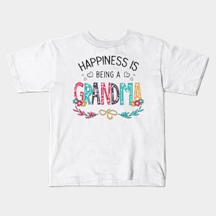 Happiness Is Being A Grandma Wildflowers Valentines Mothers Day Kids T-Shirt